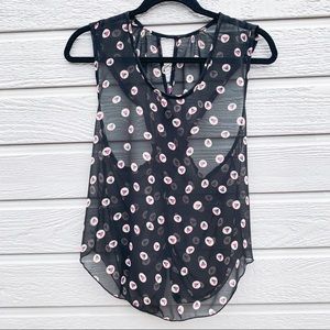 Sheer Black Open Back Top - Small